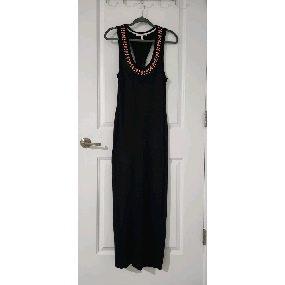 Victoria's Secret Womens Black‎ Beaded Tank Cut Out Back Long Maxi Dress Size S